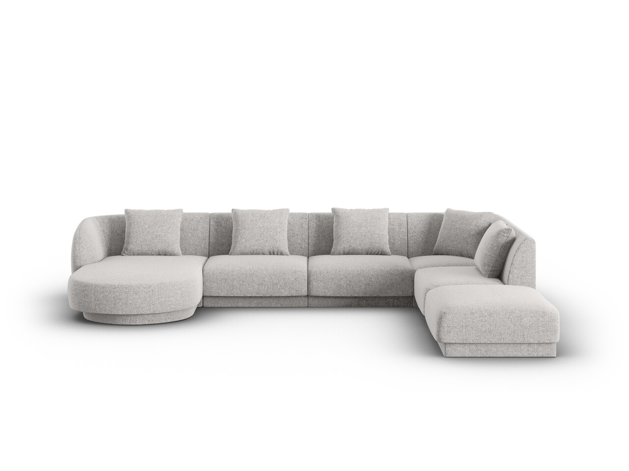 Coltar panoramic dreapta 6 locuri, Tulum, Cosmopolitan Design, 330x255x70 cm, tesatura chenille, gri deschis - imagine 6